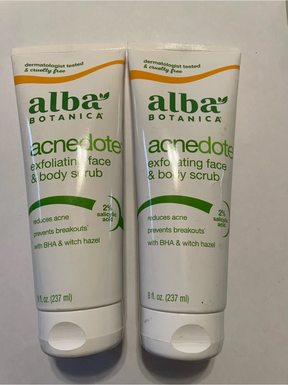 Alba Botanica Acnedote Exfoliating Face & Body Scrub - X2 Bundle New